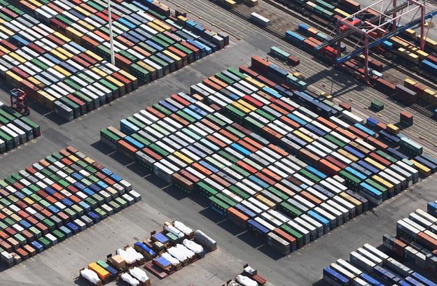 Shipping containers at Hamburg docks