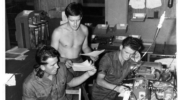Isaac Hall, centre, with Charlie Knocker and Billy Glass in Borneo