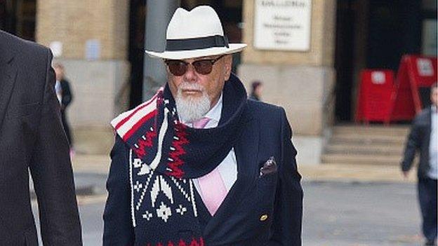 Gary Glitter, real name Paul Gadd, arrives at Southwark Crown Court