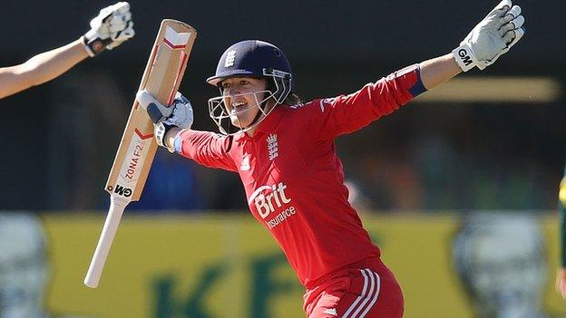 England's Sarah Taylor celebrates