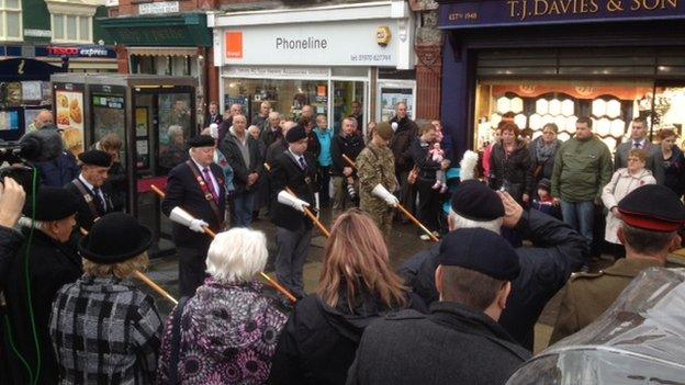 A Remembrance service in Aberystwyth