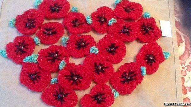 Knitted poppies