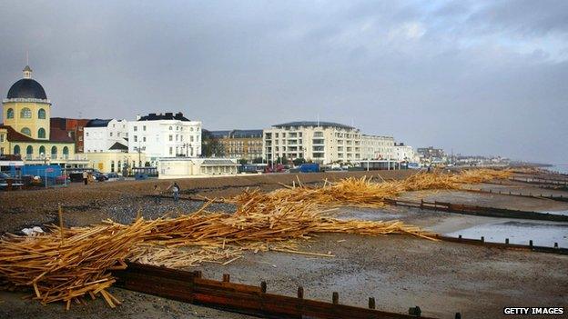 Wood planks on Worthing seafront