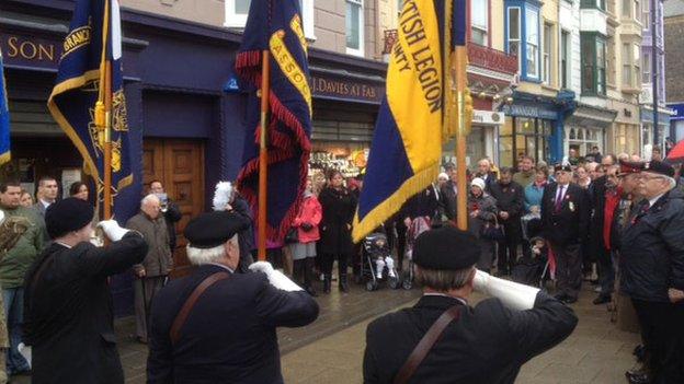 A commemoration service in Aberystwyth, Ceredigion