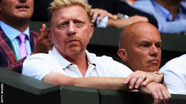 Boris Becker watches Novak Djokovic