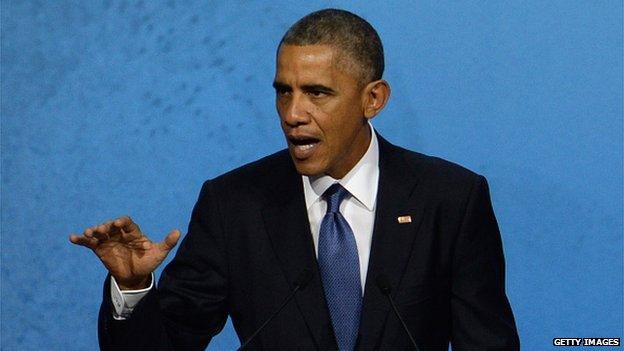 Obama speaks at a meeting in China