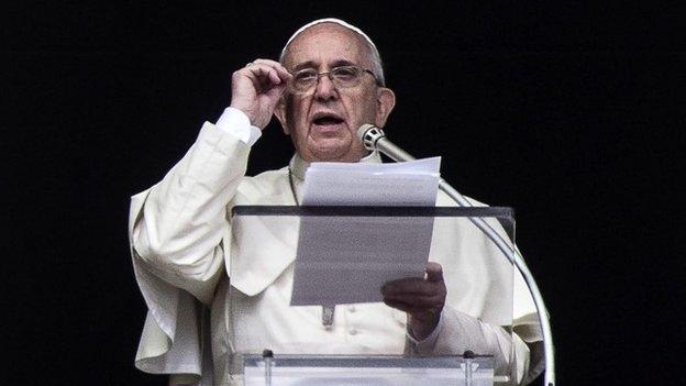 Pope Francis during the Angelus' prayer in Saint Peter's square, Vatican City - 26 October 2014