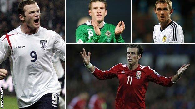 Wayne Rooney, Steven Davis, Darren Fletcher and Gareth Bale