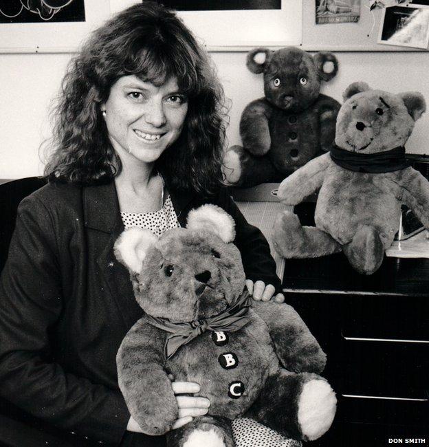 Joanna Lane with prototype Pudsey