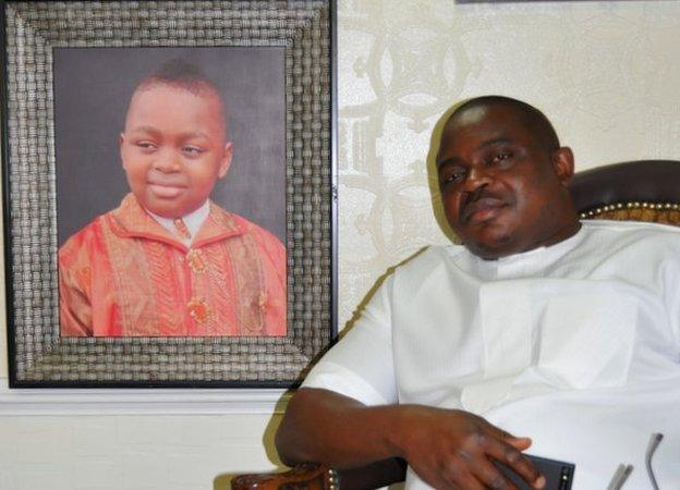 Former Delta warlord, General Boyloaf pictured in his home in Abuja, Nigeria