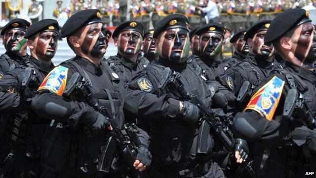 Soldiers of the breakaway Nagorno-Karabakh, shown on parade in 2012