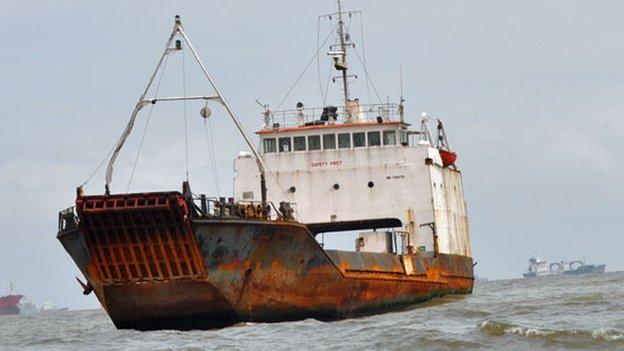 A ship off Lagos, Nigeria