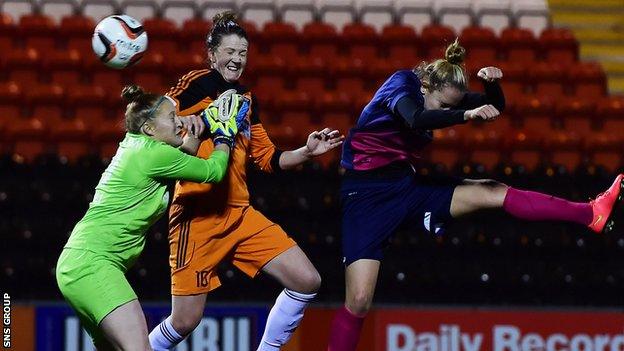 Suzanne Lappin heads in the winning goal for Glasgow City on a dramatic night