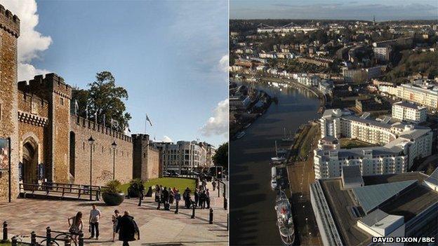 Cardiff and Bristol composite image