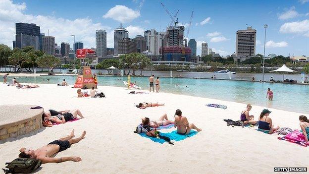 A general view of Streets Beach at South Bank is seen ahead of the G20 Leaders Summit on November 12, 2014 in Brisbane, Australia