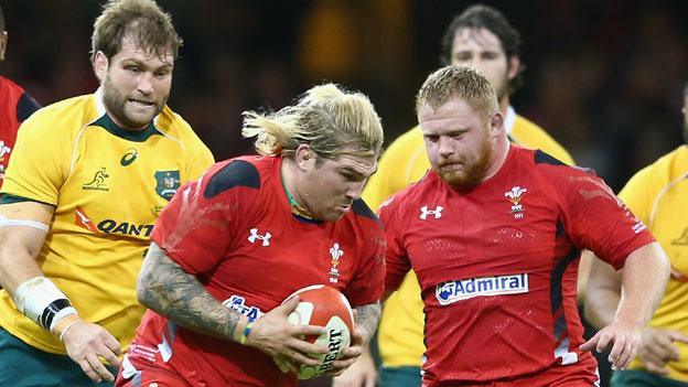 Richard Hibbard in action for Wales against Australia