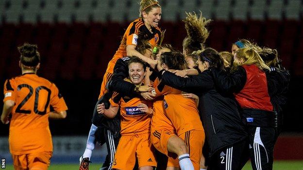 Glasgow City celebrate after beating FC Zurich