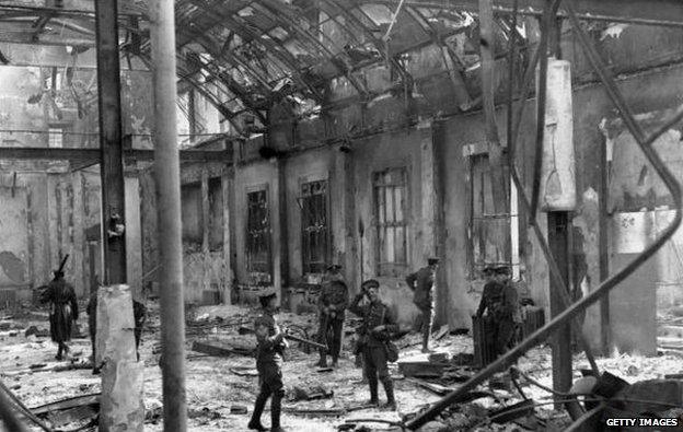 The GPO was left in ruins after the 1916 Easter Rising but was later rebuilt