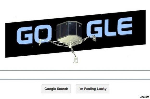 Comet landing Google doodle