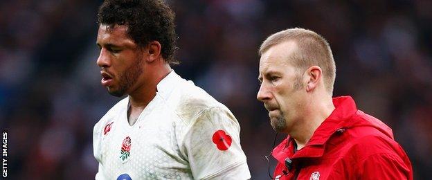 Courtney Lawes comes off in the Test against New Zealand