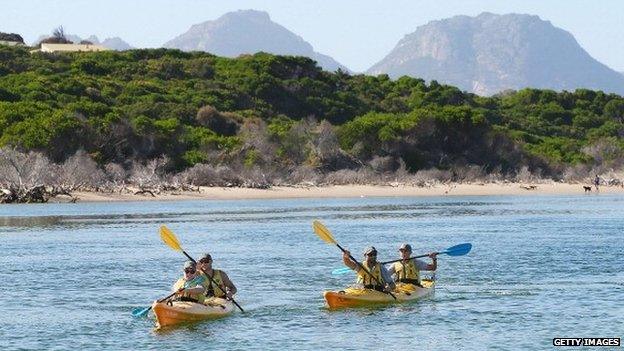 Kayakers in Tasmania, Australia