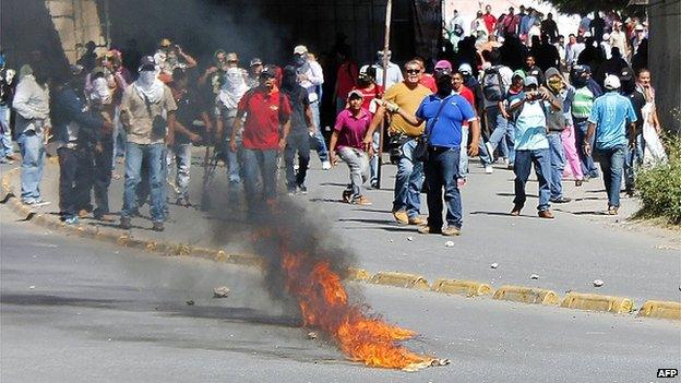 Protesters in Chilpancingo, Guerrero state