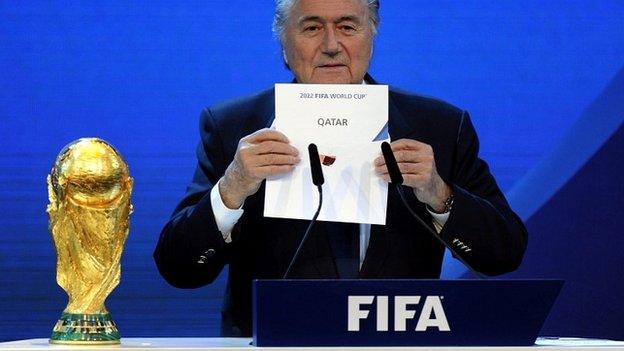 Fifa President Sepp Blatter announces that Qatar will be hosting the 2022 Soccer World Cup - 2 December 2010