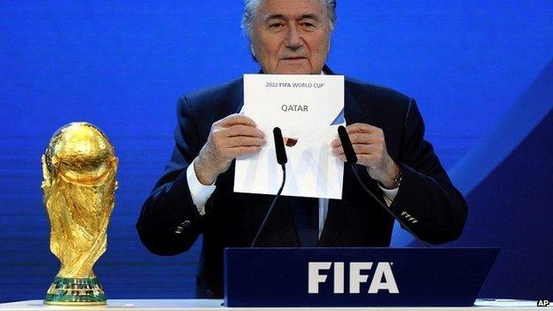 Fifa President Sepp Blatter announces that Qatar will be hosting the 2022 Soccer World Cup - 2 December 2010