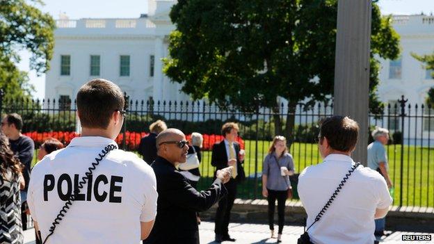 Guards outside the White House