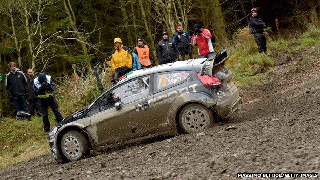 Elfyn Evans of Great Britain and Daniel Barritt of Great Britain compete in their M-Sport WRT Ford Fiesta RS WRC during the shakedown