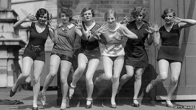 Circa 1926: Dancers demonstrate steps from the Charleston