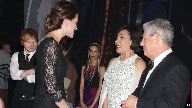 The Duchess of Cambridge meets Dame Shirley Bassey