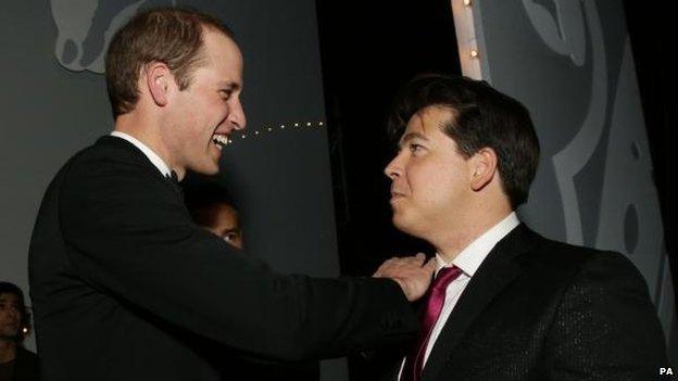 Duke of Cambridge meets host of the show Michael McIntyre