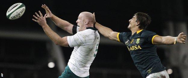 Ireland second row Paul O'Connell beats South Africa's Eben Etzebeth to a line-out throw last weekend