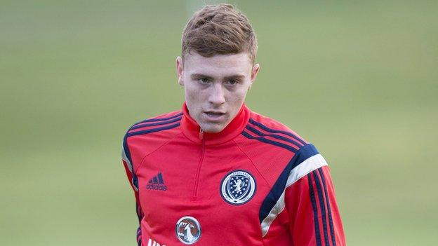 Rangers' Lewis Macleod in training with Scotland