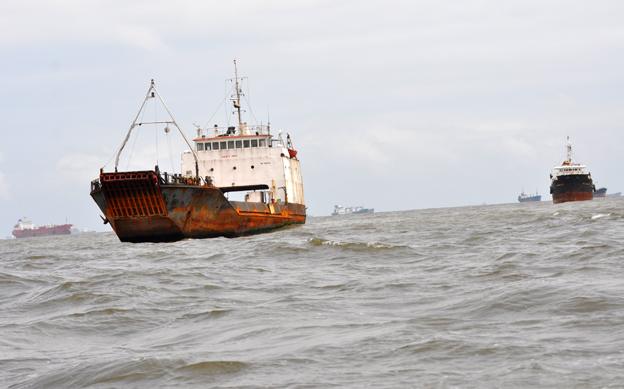 Ships off the coast, at Lagos