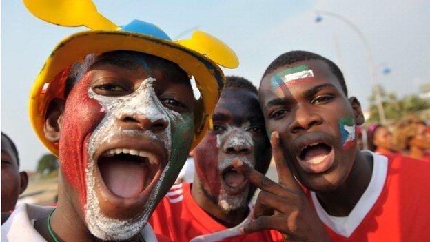 Equatorial Guinea football supporters outside the stadium in Malabo - 2012