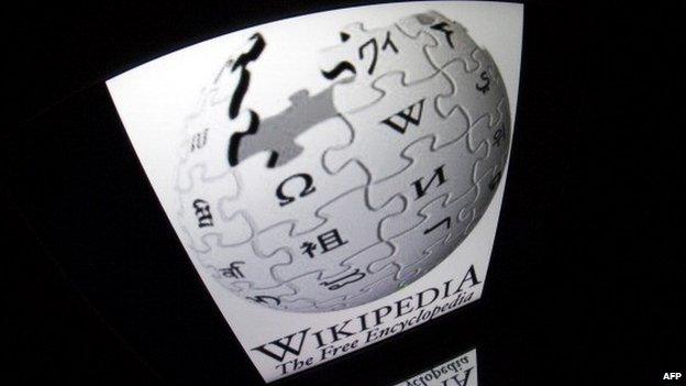 A tablet computer showing the Wikipedia website