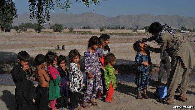 Children being vaccinated