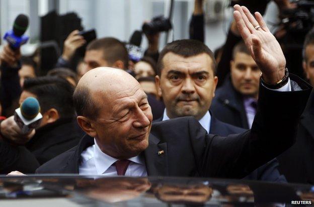 Traian Basescu after voting in Bucharest, 2 November