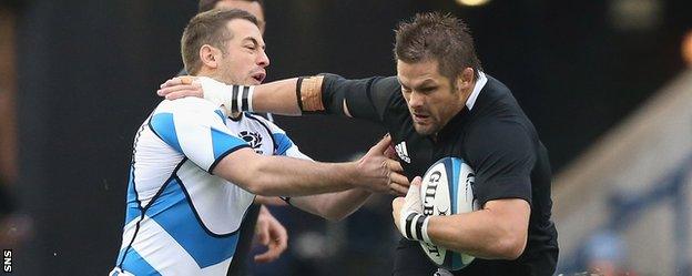 Richie McCaw in action against Scotland