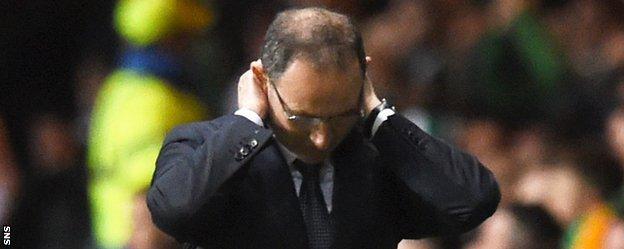 Republic of Ireland manager Martin O'Neill shows his disappointment