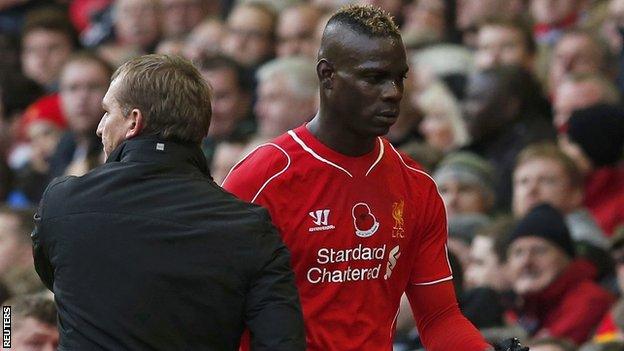 Liverpool striker Mario Balotelli (right) and Reds boss Brendan Rodgers