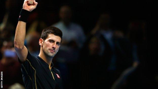 Novak Djokovic celebrates his semi-final win