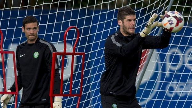 Craig Gordon and Fraser Forster in training with Celtic