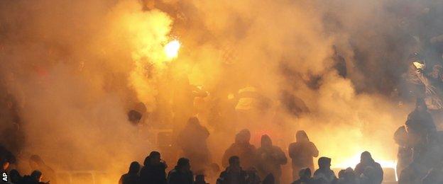 Italy v Croatia flares