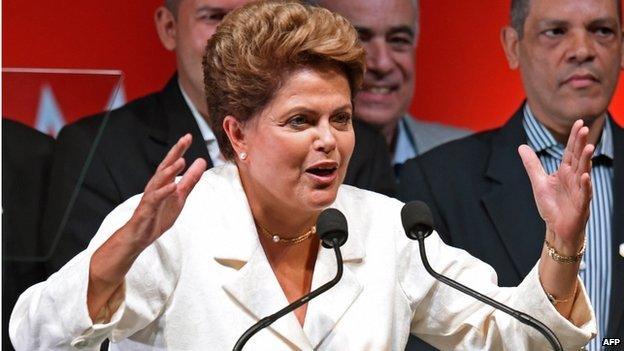 President Dilma Rousseff on re-election night October 2014