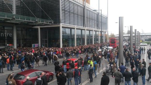 Romanians queue at Wembley