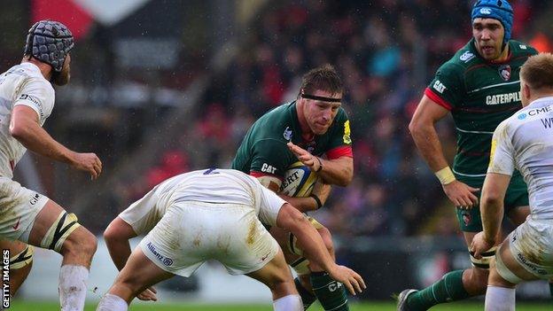 Brad Thorn in action for Leicester against Saracens on Sunday