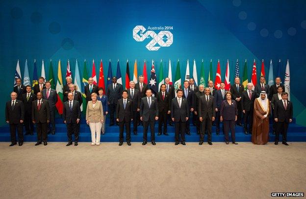 Group shot of world leaders at the weekend's G20 summit